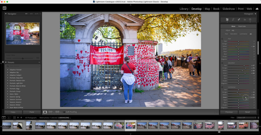 Reviewing the final result in Adobe Lightroom.